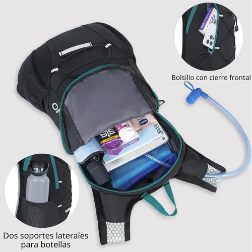 Miniatura 4 de Mochila ligera de hidratación, mochila para correr con bolsa de agua de 2L, mochila de hidratación Hydro para ciclismo, senderismo, apta