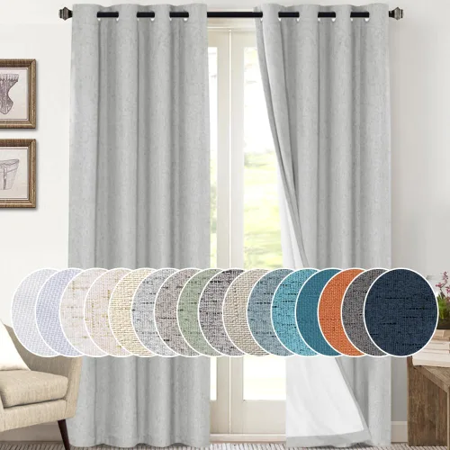 Miniatura 14 de Primitive - Cortinas opacas 100 % de lino texturizado natural para dormitorio, sala de estar, cortinas para ahorra energía, tela de arpillera