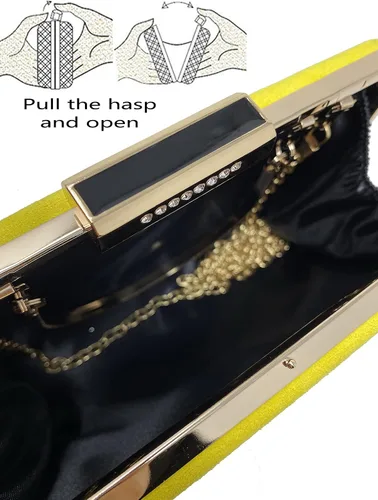 Miniatura 6 de Cirilla Bolso de noche de terciopelo con asa y cadena para boda, cóctel, banquete