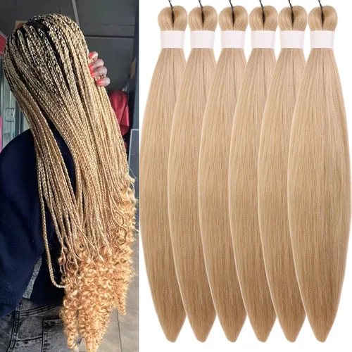 Miniatura 52 de Cabello trenzado verde azulado preestirado, hipoalergénico, sintético, color azul aguamarina, para trenzas y giros, extensiones de cabello largo