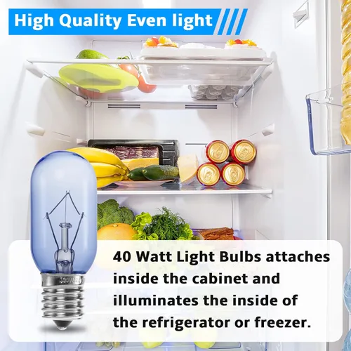 Miniatura 5 de 297048600 Bombilla para refrigerador 40 W para Frigidaire Kenmore Whirlpool KitchenAid Electrolux 241552802 AP3770086 AP3867287 AH976993 EA976993