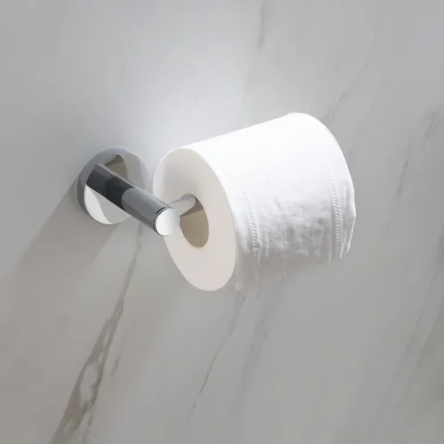 Miniatura 2 de Kibi Portarrollos circulares de papel higiénico – Moderno soporte de papel higiénico montado en la pared, construcción de latón resistente, cromado