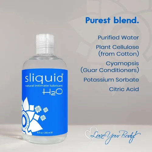 Miniatura 8 de Sliquid H2O Lubricante a base de agua, sin fragancia ni sabor, lubricante natural para mujeres, sin manchas, 8.5 onzas líquidas
