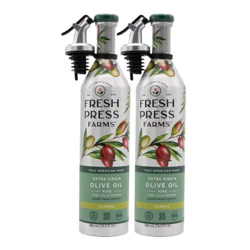 Miniatura 7 de Fresh Press Farms Aceite de Oliva Virgen Extra Prensado en Frío Audaz, 16.4 Fl Oz (Paquete de 2), Cultivado en Georgia, 100% Hecho en Estados