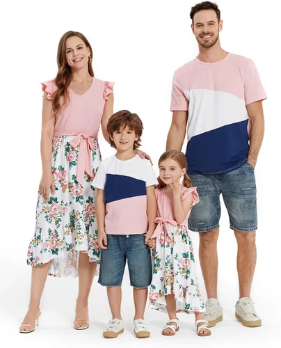 Miniatura 12 de PATPAT Conjuntos de verano a juego para la familia, vestidos y camisetas para mamá y yo, conjuntos de camisetas casuales para vacaciones