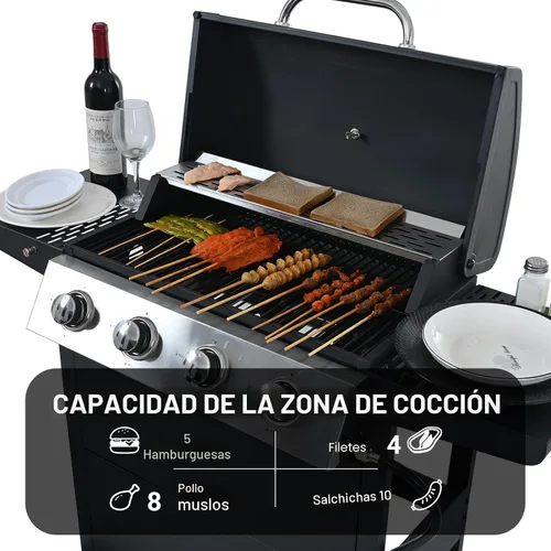 Miniatura 3 de Endark 4 quemadores Parrilla de barbacoa de hierro fundido multiusos de 34,000 BTU Perfecta para cocinar al aire libre, jardín, junto a la Negro
