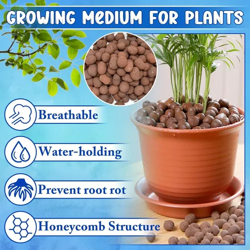 Miniatura 4 de ZeeDix Guijarros de arcilla expandida ligeros de 10 libras, medios de cultivo hidropónicos con pH equilibrado para acuapónica y plantas