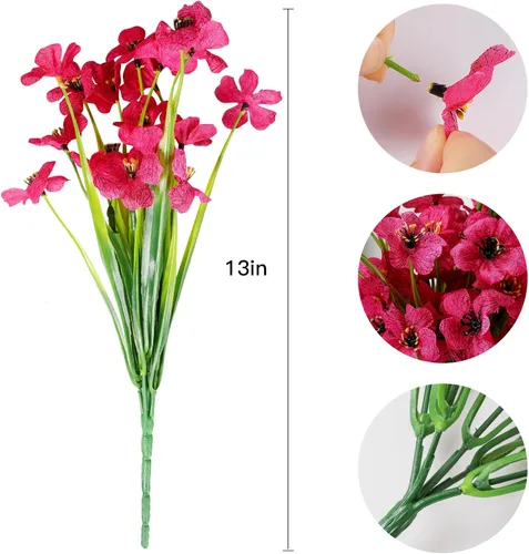 Miniatura 8 de AmyHomie 16 paquetes de flores artificiales de eucalipto negro para exteriores, resistentes a los rayos UV, flores sintéticas que no se decoloran