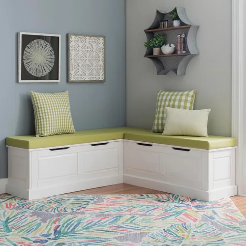 Miniatura 3 de Linon Harris Apple Verde 2 piezas de cojín de rincón con 3 almohadas de acento coordinadas de Linon - Solo se ajusta a la colección Harris Nook