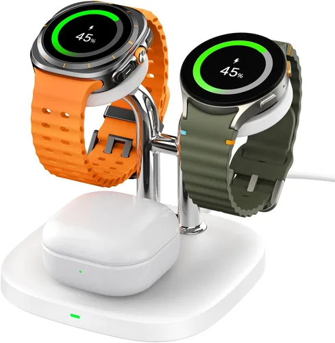 Miniatura 9 de SwanScout Cargador de reloj doble, SwanScout 704S, estación de carga inalámbrica 3 en 1 para Samsung Galaxy Watch 8 Classic/8/Ultra/7/6/6 Classic/5