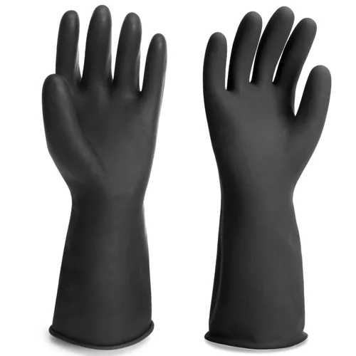 Guantes Resistentes a Productos Químicos, 14" de Largo Negro Impermeables Resistentes a Álcali/Ácido/Aceite Reutilizables Guantes de Goma de