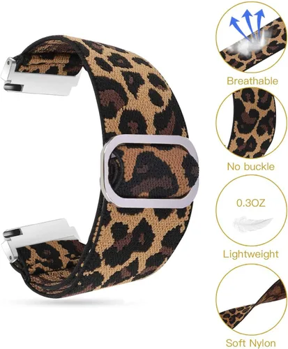 Miniatura 5 de Lamshaw Compatible con TOZO S3 - Correa de repuesto ajustable de nailon elástico compatible con TOZO S3, S5 Smart Watch Leopardo