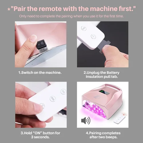 Miniatura 7 de Lámpara de uñas UV inalámbrica de 52 LED, alta potencia de 96 W, base de espejo magnético, luz de pulgar, 4 temporizadores, sensor automático