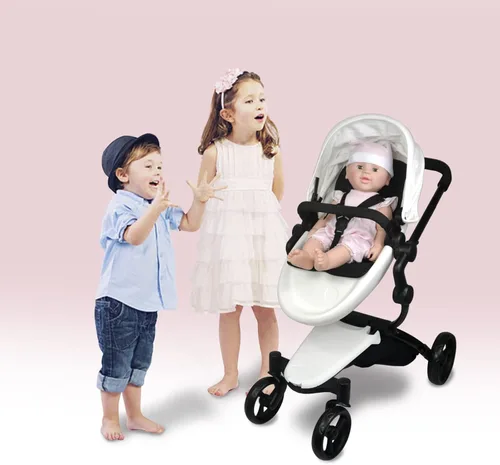 Miniatura 3 de Anivia Cochecito de muñeca de lujo para muñecas de 18 y 20 pulgadas – Cochecito de muñeca con toldo plegable, ruedas silenciosas y 2 cestas