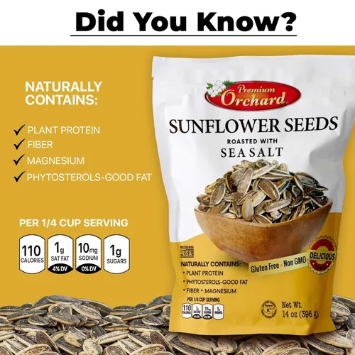 Miniatura 5 de MIXED NUTS - Semillas de girasol tostadas de Premium Orchard – Semillas de girasol originales ligeramente saladas en cáscara con sal marina sin OMG