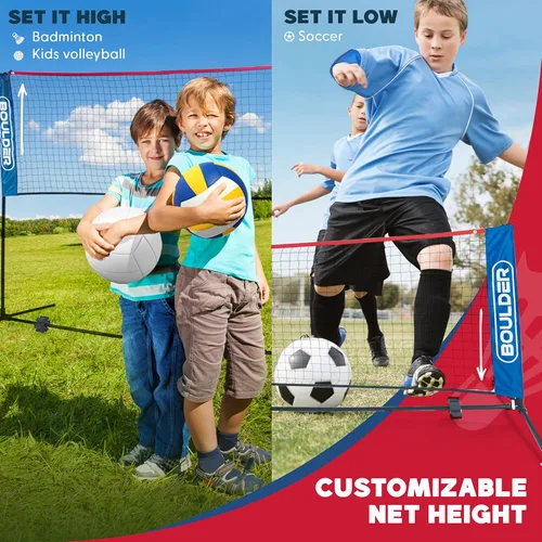 Miniatura 8 de Boulder Portable Badminton Pickleball Net - Foldable/Extendable Poles for Multiple Sports Heights (UP to 5 ft) - Ideal for Tennis, Pickleball, Azul