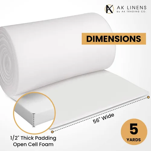 Miniatura 2 de AK Trading CO. Espuma de tapicería de célula abierta de 1/2 pulgada de espesor – 56 pulgadas de ancho – por yarda – Espuma suave y de alta calidad
