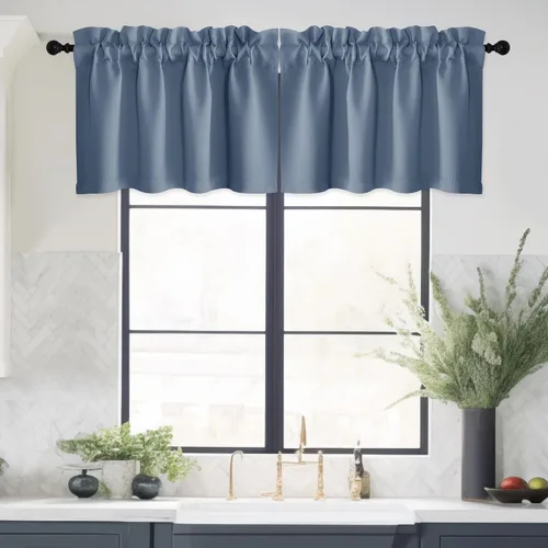 Miniatura 9 de NICETOWN 2 paneles de cortinas opacas de 42 x 84 pulgadas de largo con bolsillo para barra con 4 paneles de 42 x 16 pulgadas de largo, cenefas