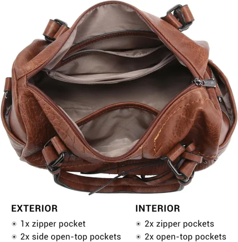 Miniatura 4 de Dasein Bolsas de barril de cuero vegano suave para mujer, bolso de mano grande con asa superior para trabajo, bolso de hombro