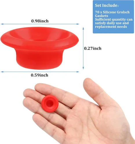 Miniatura 2 de 70 piezas de juntas de goma de silicona para batir botellas abatibles con forma de sombrero y arandelas superiores oscilantes, sello a prueba