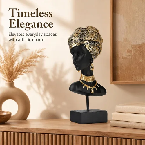 Miniatura 4 de Estatua africana y esculturas para decoración del hogar, figuras tribales de dama africana, estatuas de cabeza, estatua de busto americano, acento