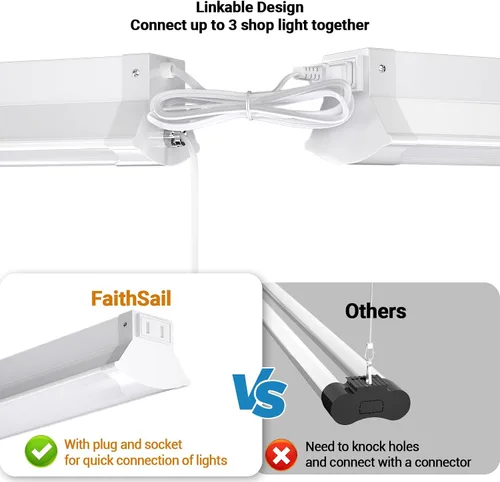 Miniatura 3 de FAITHSAIL Luz LED enlazable de 8 pies para tienda, 110 W, 12000 LM [equivalente a 350 W fluorescente] 5000 K, accesorio LED de 8 pies para garaje