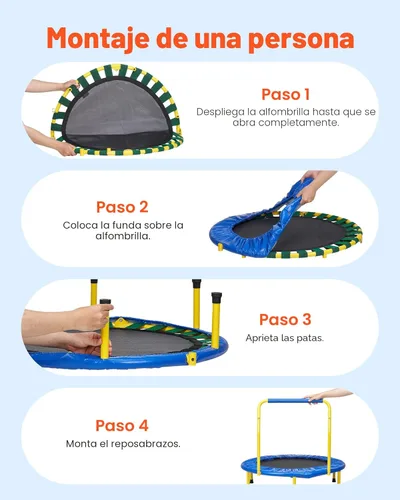 Miniatura 6 de VEVOR 3FT Trampoline for Kids, 36" Trampolines Indoor/Outdoor Trampoline for Toddlers, Foldable Mini Baby Jump Toy with Foam Handle, Recreational