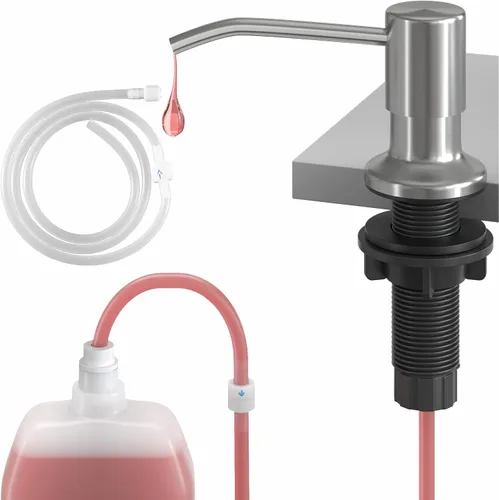 Miniatura 9 de OHiHi - Dispensador de jabón para fregadero de cocina con tubo de extensión de 47 pulgadas, base de cabezal de bomba ancha, sin fugas de agua, sin