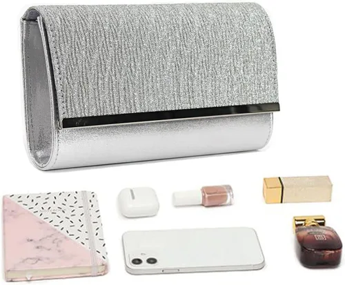 Miniatura 5 de Queena Bolso de mano de noche con purpurina brillante para mujer, bolso de cadena para boda, fiesta de graduación, regalo para mamá, esposa, novia