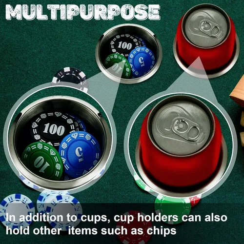 Miniatura 4 de Tessco for you 2 piezas de soporte de vaso de mesa de acero inoxidable para tazas de bebidas, accesorios de mesa de metal para mesa de casino