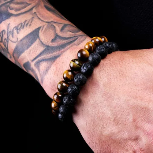 Miniatura 6 de Pulsera para hombre con diseño de ojo de tigre para hombre, novio, marido, papá, hijo, nieto, hermano, piedra natural, aniversario, Navidad