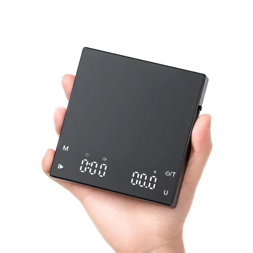Meilen Mini báscula de café espresso con temporizador, precisión de 0.00 oz, recargable por USB, 6 unidades de peso, báscula digital de 4.4 lbs para
