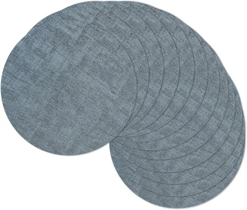 Miniatura 45 de Juego de 4 manteles individuales redondos de 13 pulgadas, reversibles de piel sintética resistente al calor, manteles individuales protectores