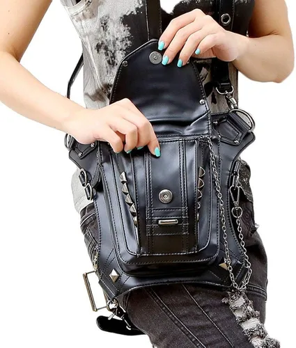 Miniatura 5 de Rebajas Cyber Monday Ofertas Venta Steampunk Riñonera Bolso para cintura Moda Gótico Hombro Bandolera Bandolera Muslo Pierna Capucha Bolsa de Viaje
