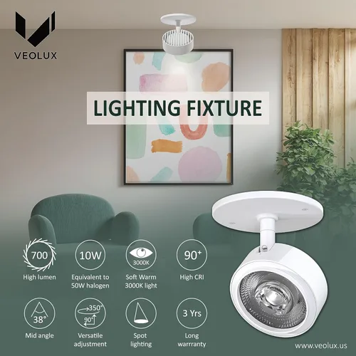 Miniatura 7 de Foco LED moderno, accesorio de iluminación monopoint de acento para interiores, 10 W, 3000 K, para estantería, galería de arte, dormitorio, sala
