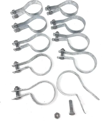 Miniatura 4 de Paquete de 10 bandas de tensión con pernos y tuercas para valla de eslabones de cadena, puerta, postes (1-7/8 pulgadas)