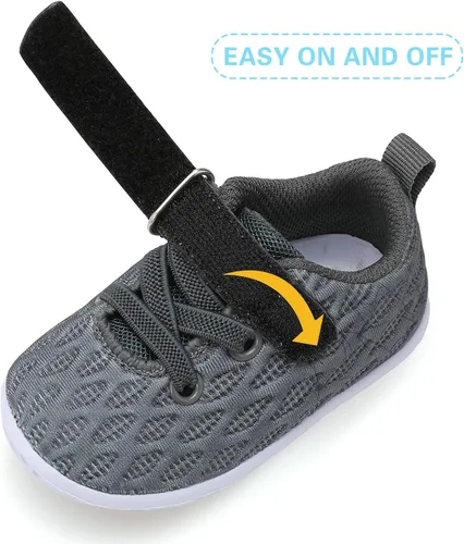 Miniatura 3 de FEETCITY Zapatillas de bebé para niños y niñas, zapatos para primeros pasos, zapatos de cuna para recién nacidos, zapatos sin cordones para niños