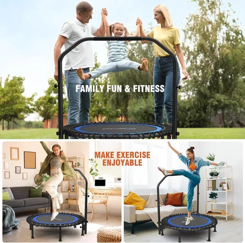 Miniatura 4 de ANCHEER - Trampolín de entrenamiento plegable de 40 pulgadas con cuerdas de resistencia y cuerdas elásticas mejoradas, manubrio ajustable de 4
