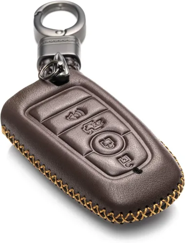 Miniatura 6 de Vitodeco Funda protectora de cuero para llavero inteligente compatible con Ford (modelos 2018 - 2026), 5 botones, negro/rojo