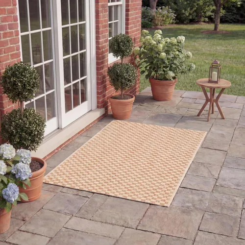 Miniatura 25 de SAFAVIEH Alfombra lavable al aire libre Courtyard Collection - 6'7" x 9'6", azul claro y gris claro, no desprende pelusa y fácil limpieza, ideal