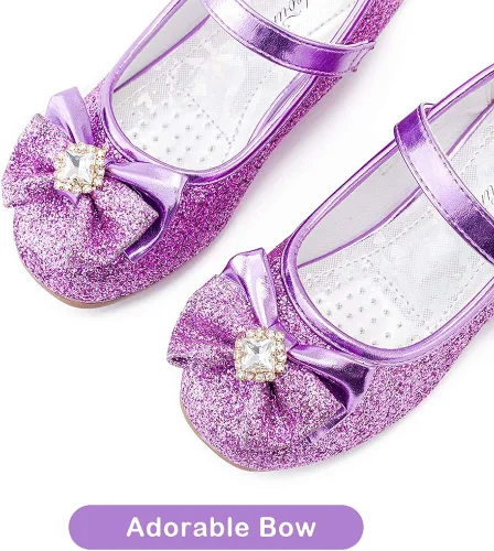 Miniatura 3 de Furdeour - Zapatos de vestir para niñas estilo Mary Jane ideal para damitas de honor, zapatos con brillantina de princesa para niñas pequeñas