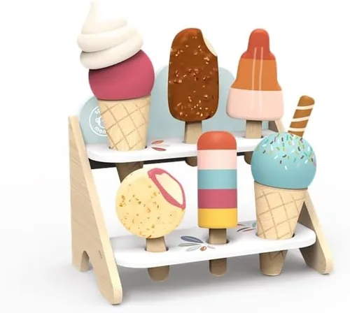 Miniatura 13 de SPEEDY MONKEY Juego de Comedor de Madera para Niños – Juego de Cocina y Accesorios de Cocina de 19 Piezas para Juegos de Simulación – Juguete