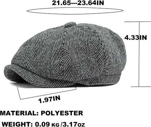 Miniatura 7 de Sombrero de espiga clásico para hombre, gorra plana de Newsboy Gatsby Ivy Cabbie