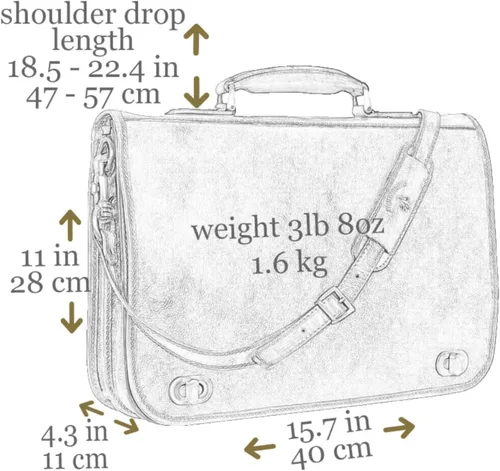 Miniatura 7 de Time Resistance Maletín de cuero para hombres - Maletín para laptop de cuero italiano de grano completo - Bolso de mensajero - Caja de regalo