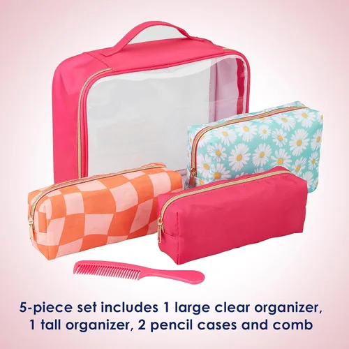 Miniatura 4 de Conair Set de 5 piezas de artículos de tocador y bolsa de cosméticos por menos de $30, incluye 4 bolsas de maquillaje y 1 peine de viaje