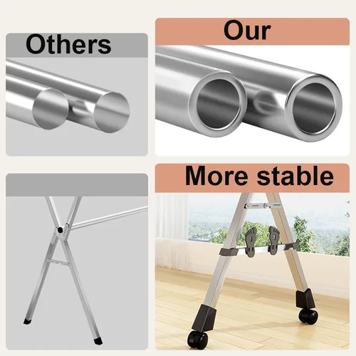 Miniatura 4 de Escurridor de ropa, plegable de acero inoxidable de 94 pulgadas para interiores y exteriores, altura y ancho ajustables, ahorro de espacio