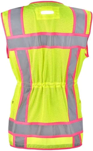 Miniatura 2 de J. J. Keller & Associates, Inc. Chaleco de seguridad de alta visibilidad para mujer con ribete rosa, tipo R clase 2, SAFEGEAR