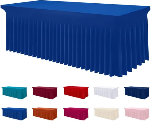Miniatura 14 de Smiry Mantel de Spandex, Mantel Elástico Ajustable Extensible para Mesas Rectangulares de 6 Pies, Falda Cubierta de Mesa Impermeable y Lavable