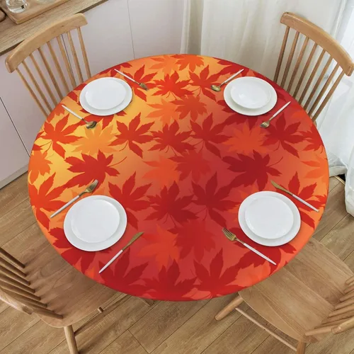 Miniatura 49 de Futterya Decorative Round Tablecloth Fitted Elastic Waterproof Table Cloth Cover Stretch Table Pad Cover for Parties Weddings Banquet Outdoor Events