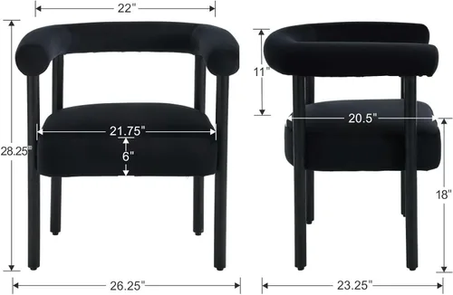 Miniatura 2 de RIVOVA Juego de 2 sillas de comedor de terciopelo, con respaldo curvado tapizado moderno, sillas de cocina, comedor, sillones decorativos con patas